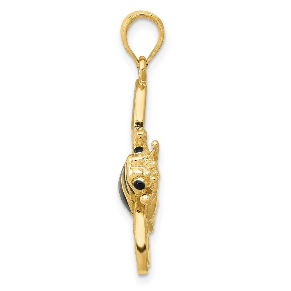 14K Yellow Gold Enameled Bumblebee Pendant
