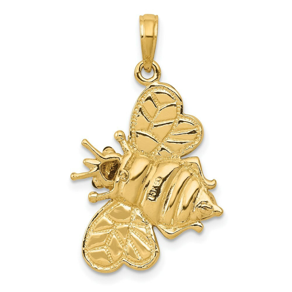 14K Yellow Gold Enameled Bumblebee Pendant