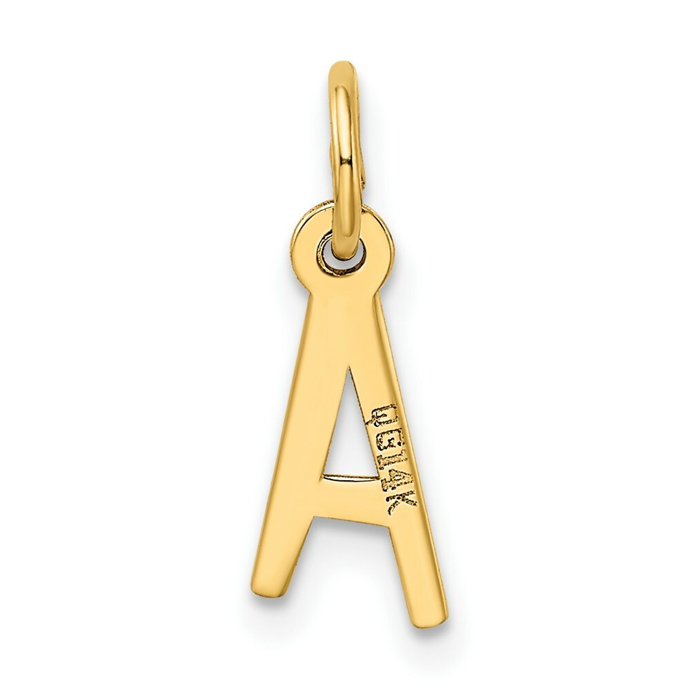 14K Yellow Gold Small Slanted Block Initial Letter A Charm Pendant