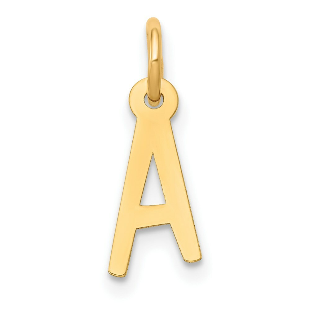 14K Yellow Gold Small Slanted Block Initial Letter A Charm Pendant