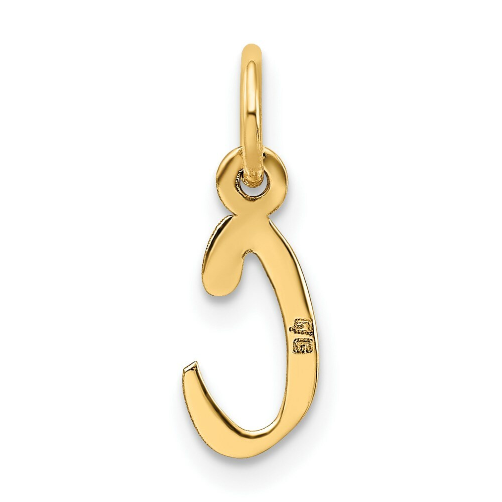 14K Yellow Gold Small Slanted Block Initial Letter C Charm Pendant
