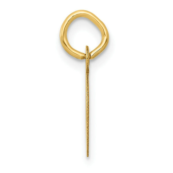 14K Yellow Gold Small Slanted Block Initial Letter D Charm Pendant