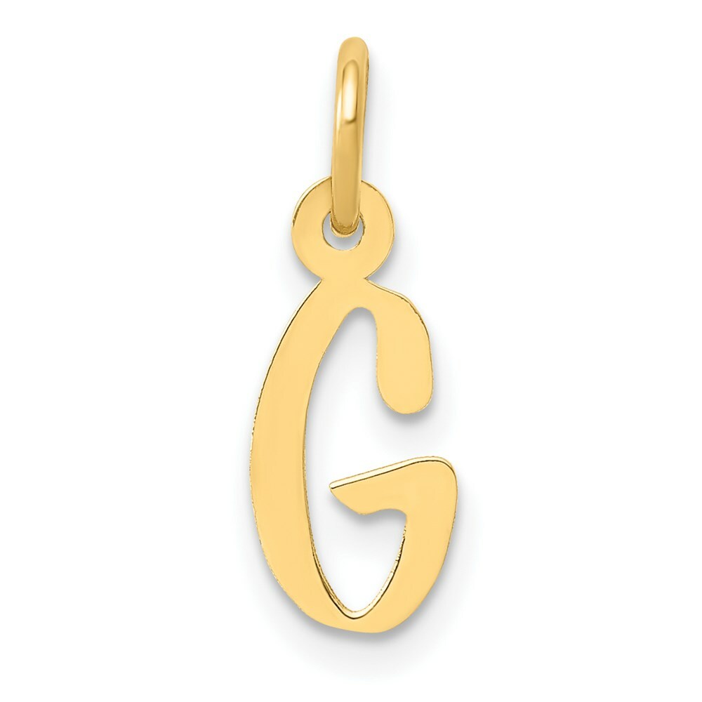 14K Yellow Gold Small Slanted Block Initial Letter G Charm Pendant
