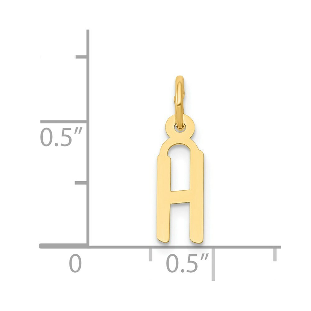 14K Yellow Gold Small Slanted Block Initial Letter H Charm Pendant