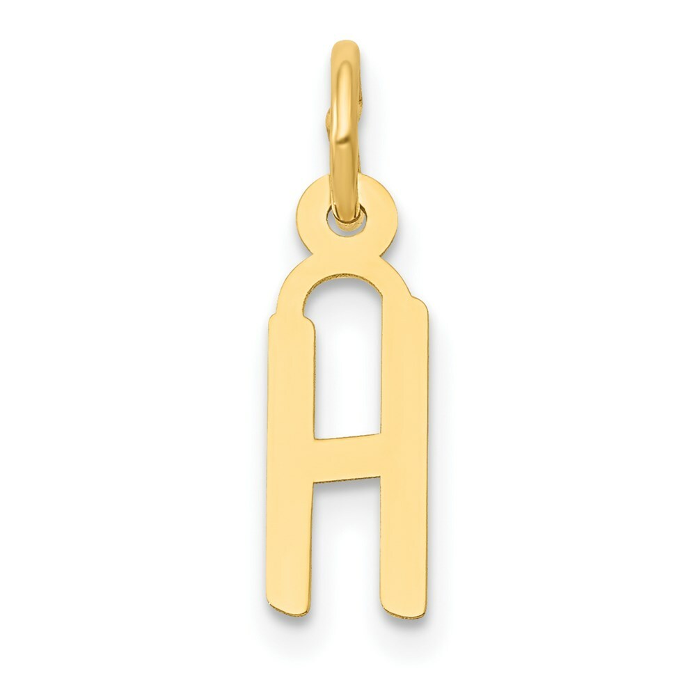 14K Yellow Gold Small Slanted Block Initial Letter H Charm Pendant