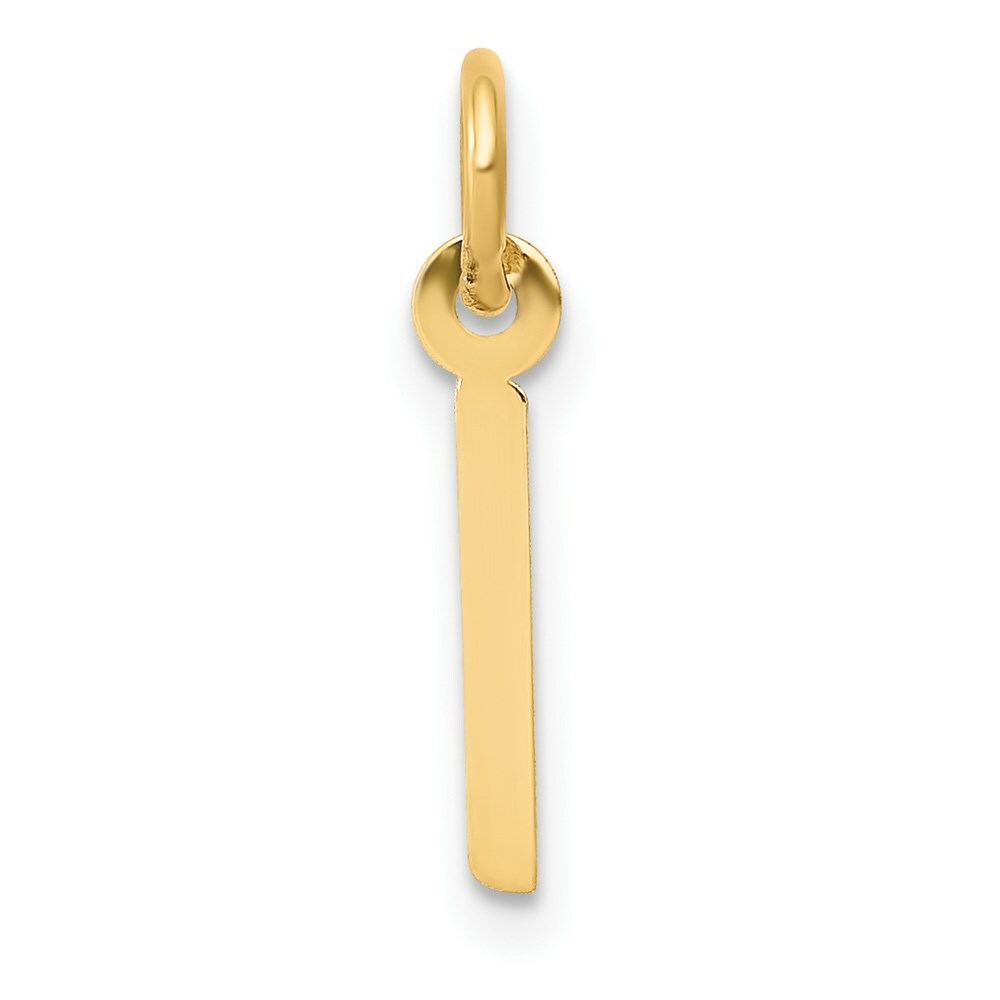 14K Yellow Gold Small Slanted Block Initial Letter I Charm Pendant