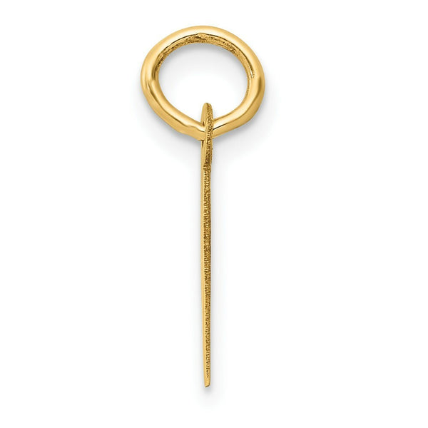 14K Yellow Gold Small Slanted Block Initial Letter I Charm Pendant