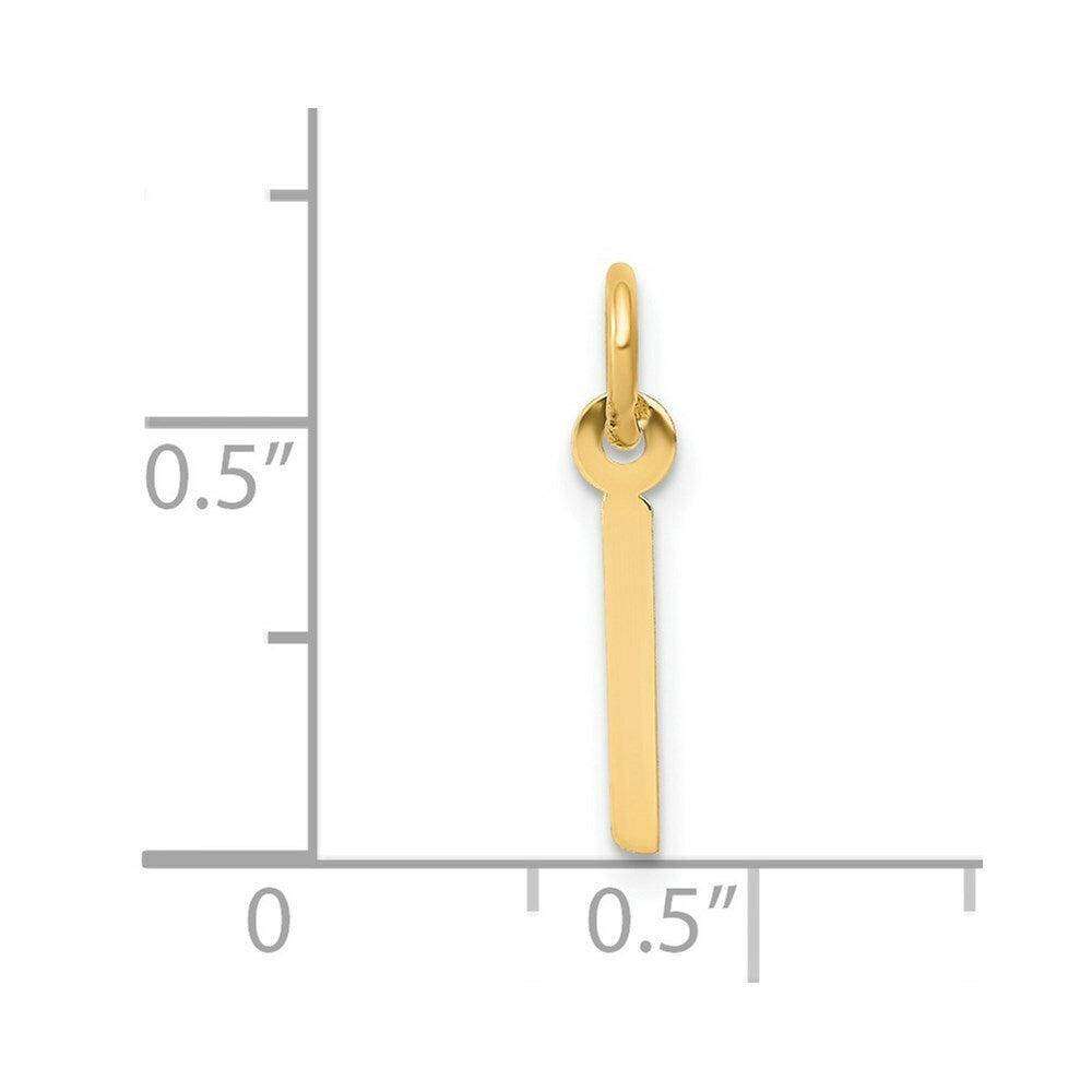 14K Yellow Gold Small Slanted Block Initial Letter I Charm Pendant