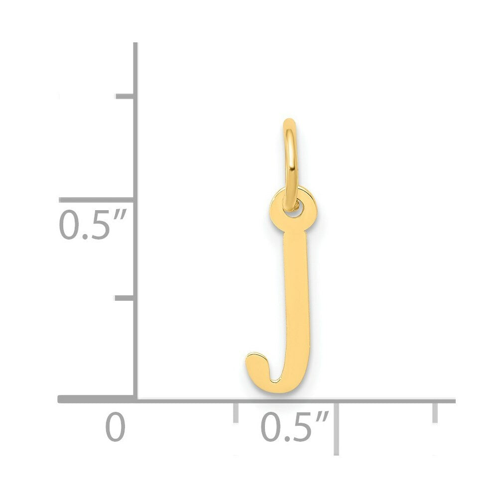 14K Yellow Gold Small Slanted Block Letter Initial J Charm Pendant