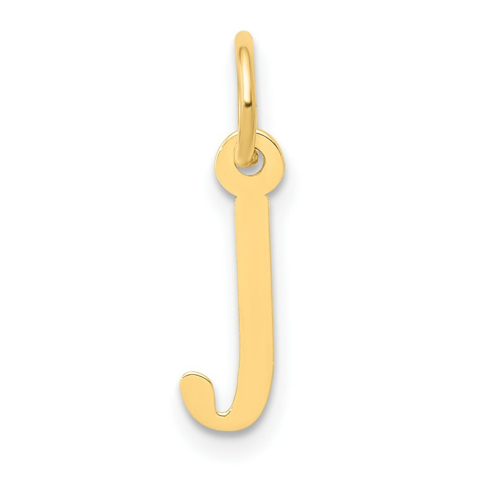 14K Yellow Gold Small Slanted Block Letter Initial J Charm Pendant
