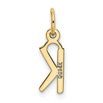 Load image into Gallery viewer, 14K Yellow Gold Small Slanted Block Initial Letter K Charm Pendant
