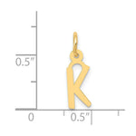 Load image into Gallery viewer, 14K Yellow Gold Small Slanted Block Initial Letter K Charm Pendant
