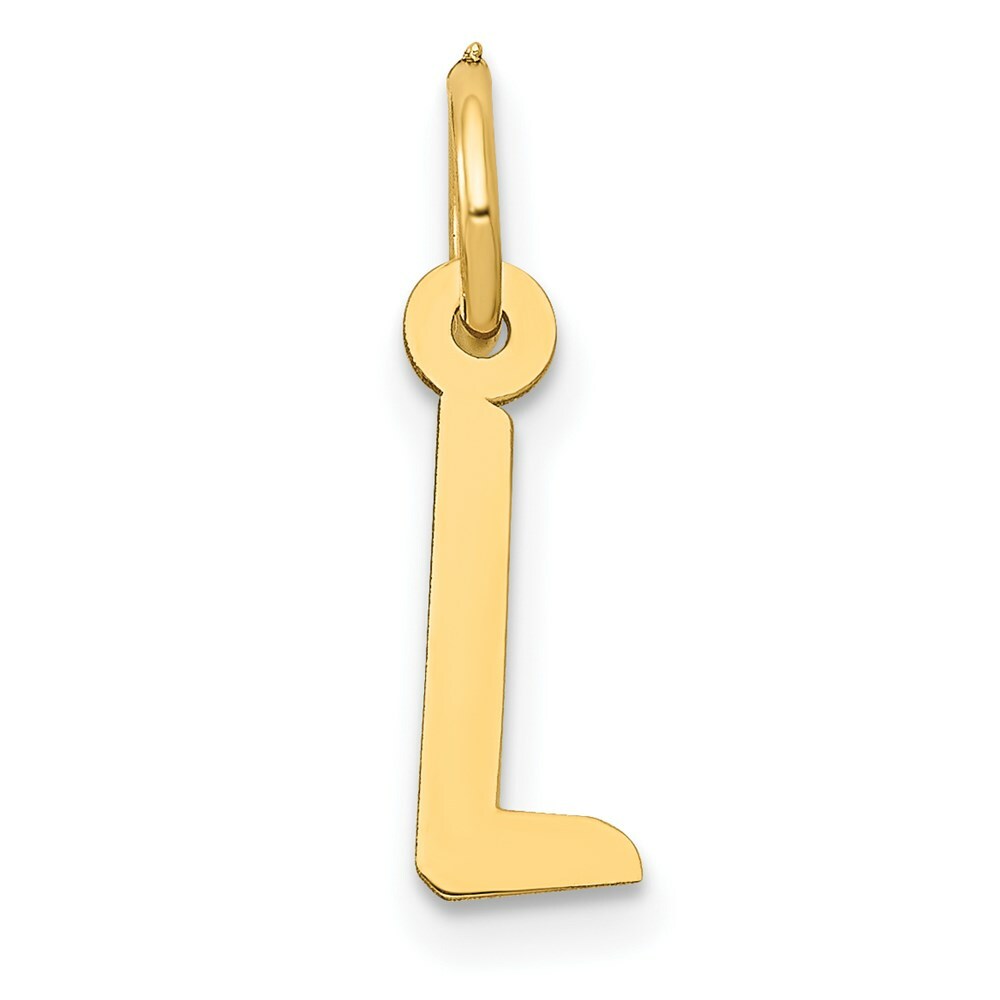 14K Yellow Gold Small Slanted Block Initial Letter L Charm Pendant