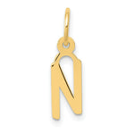 Load image into Gallery viewer, 14K Yellow Gold Small Slanted Block Initial Letter N Charm Pendant
