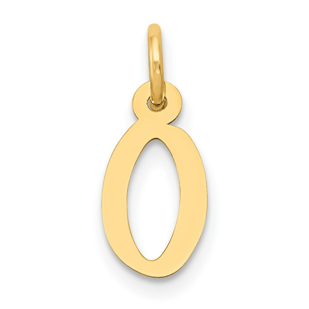 14K Yellow Gold Small Slanted Block Initial Letter O Charm Pendant