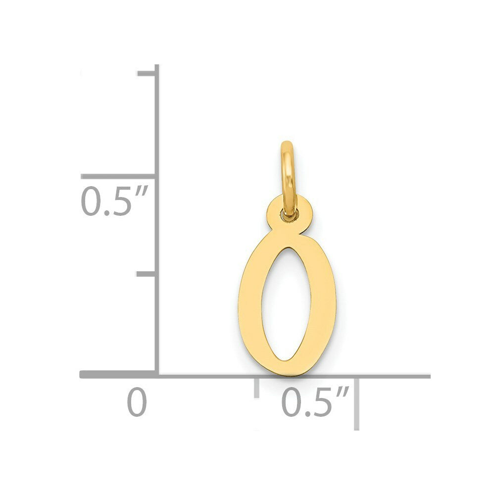14K Yellow Gold Small Slanted Block Initial Letter O Charm Pendant