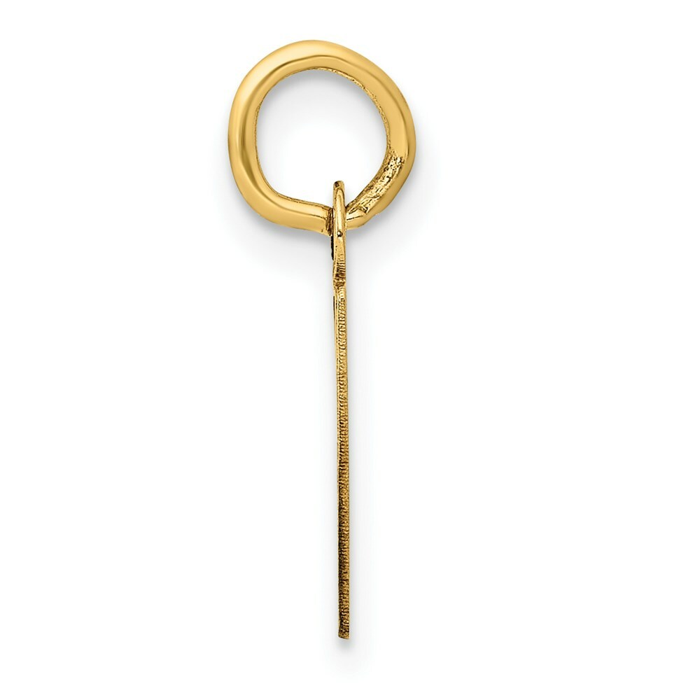 14K Yellow Gold Small Slanted Block Letter Initial P Charm Pendant