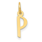 Load image into Gallery viewer, 14K Yellow Gold Small Slanted Block Letter Initial P Charm Pendant

