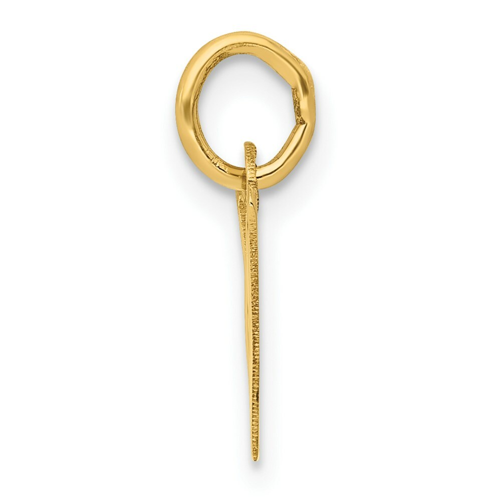 14K Yellow Gold Small Slanted Block Letter Initial W Charm Pendant