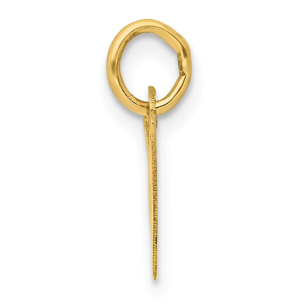 14K Yellow Gold Small Slanted Block Letter Initial W Charm Pendant