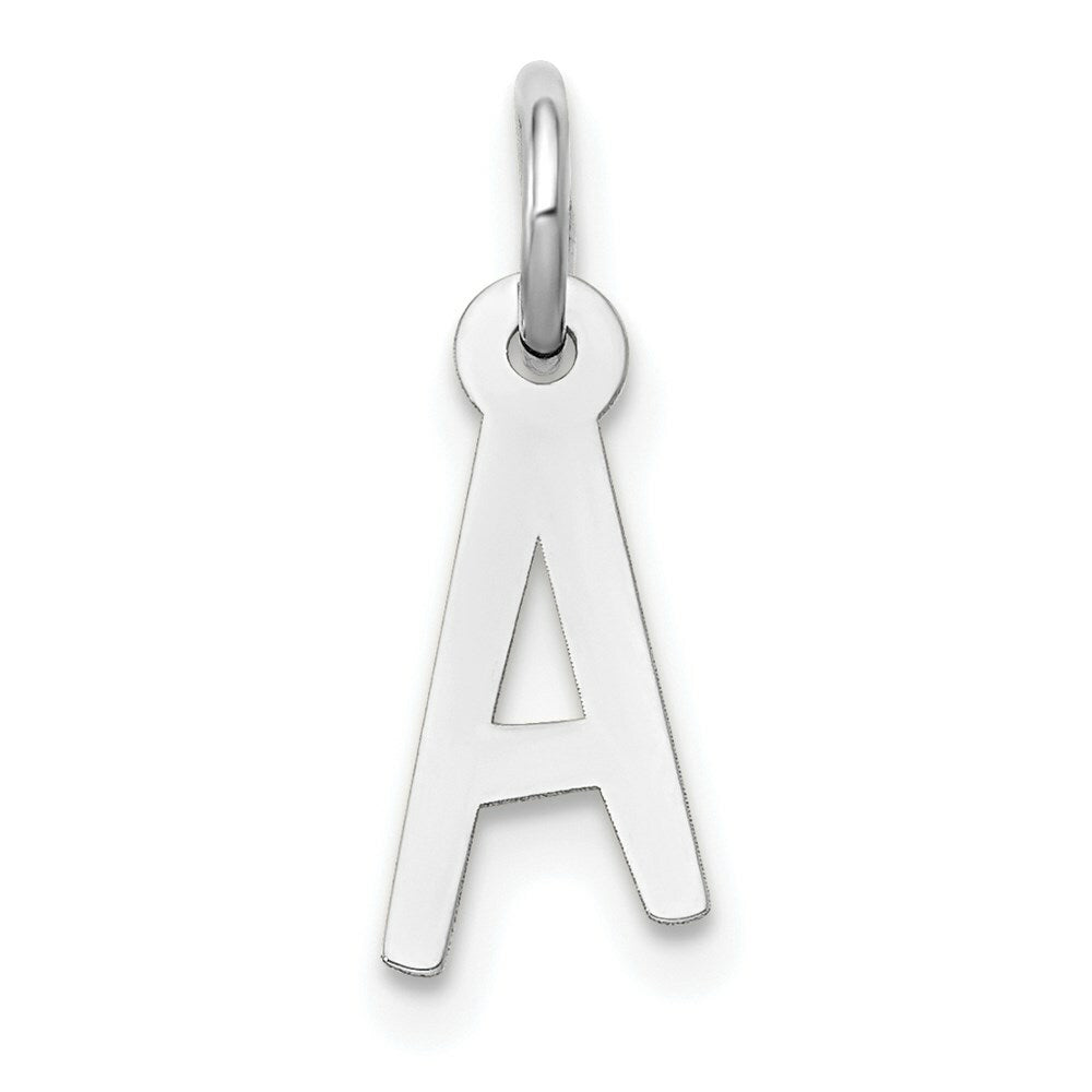 14K White Gold Small Slanted Block Initial Letter A Charm Pendant