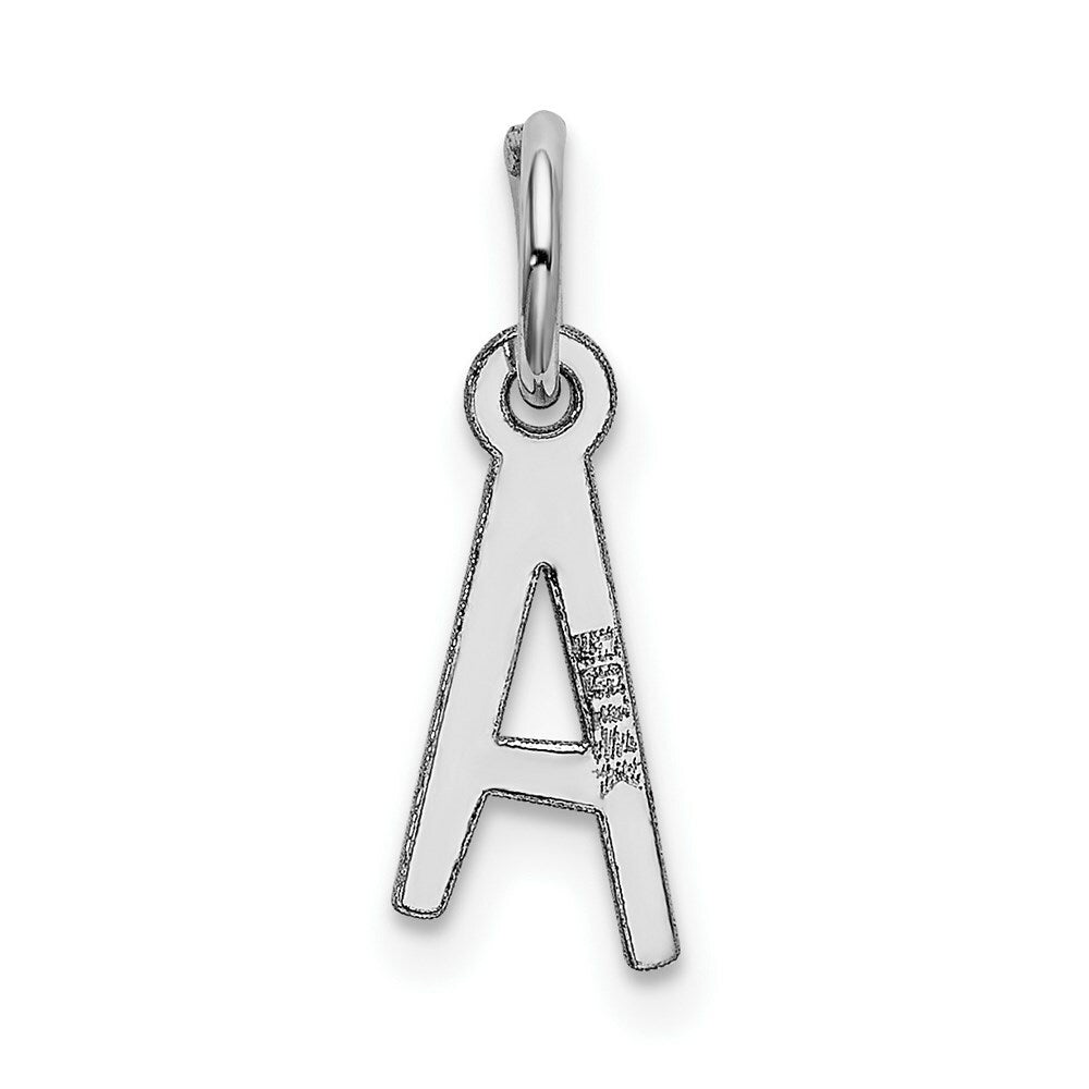 14K White Gold Small Slanted Block Initial Letter A Charm Pendant