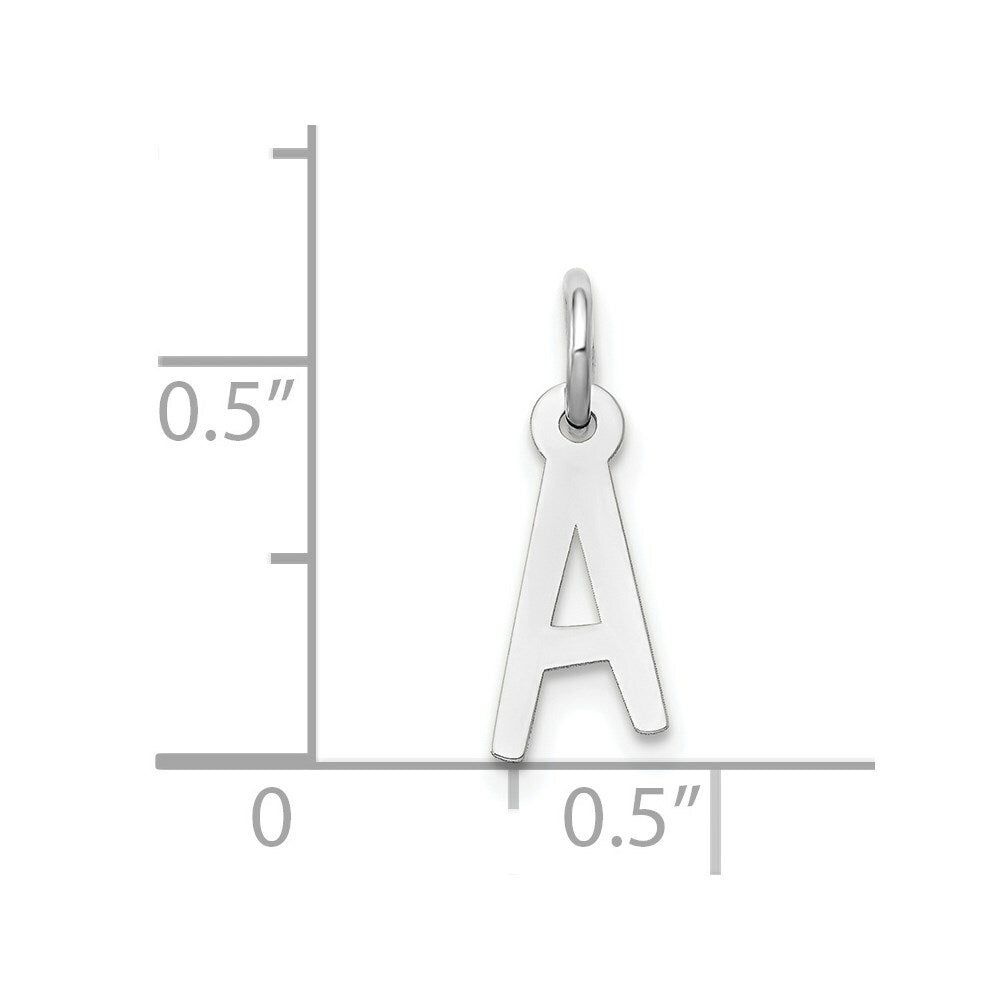 14K White Gold Small Slanted Block Initial Letter A Charm Pendant
