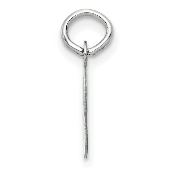 14K White Gold Small Slanted Block Initial Letter B Charm Pendant