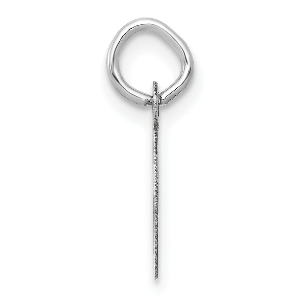 14K White Gold Small Slanted Block Initial Letter D Charm Pendant