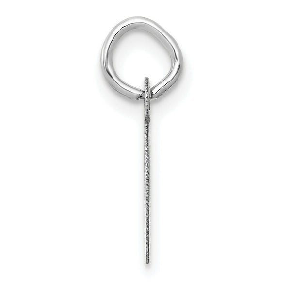 14K White Gold Small Slanted Block Initial Letter D Charm Pendant