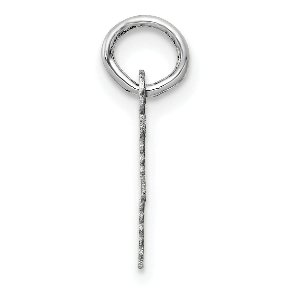 14K White Gold Small Slanted Block Initial Letter F Charm Pendant
