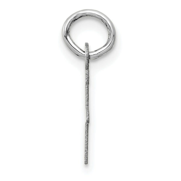 14K White Gold Small Slanted Block Initial Letter F Charm Pendant