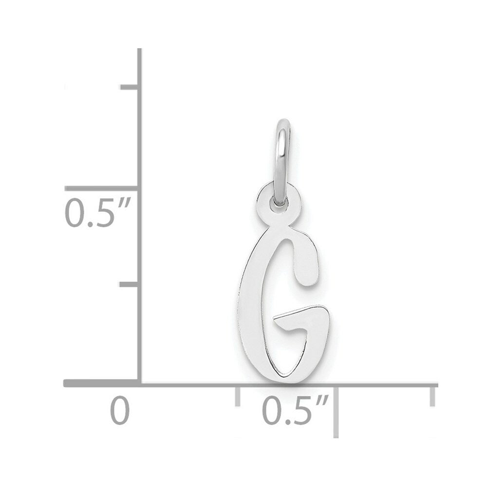 14K White Gold Small Slanted Block Initial Letter G Charm Pendant
