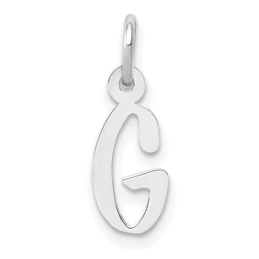 14K White Gold Small Slanted Block Initial Letter G Charm Pendant