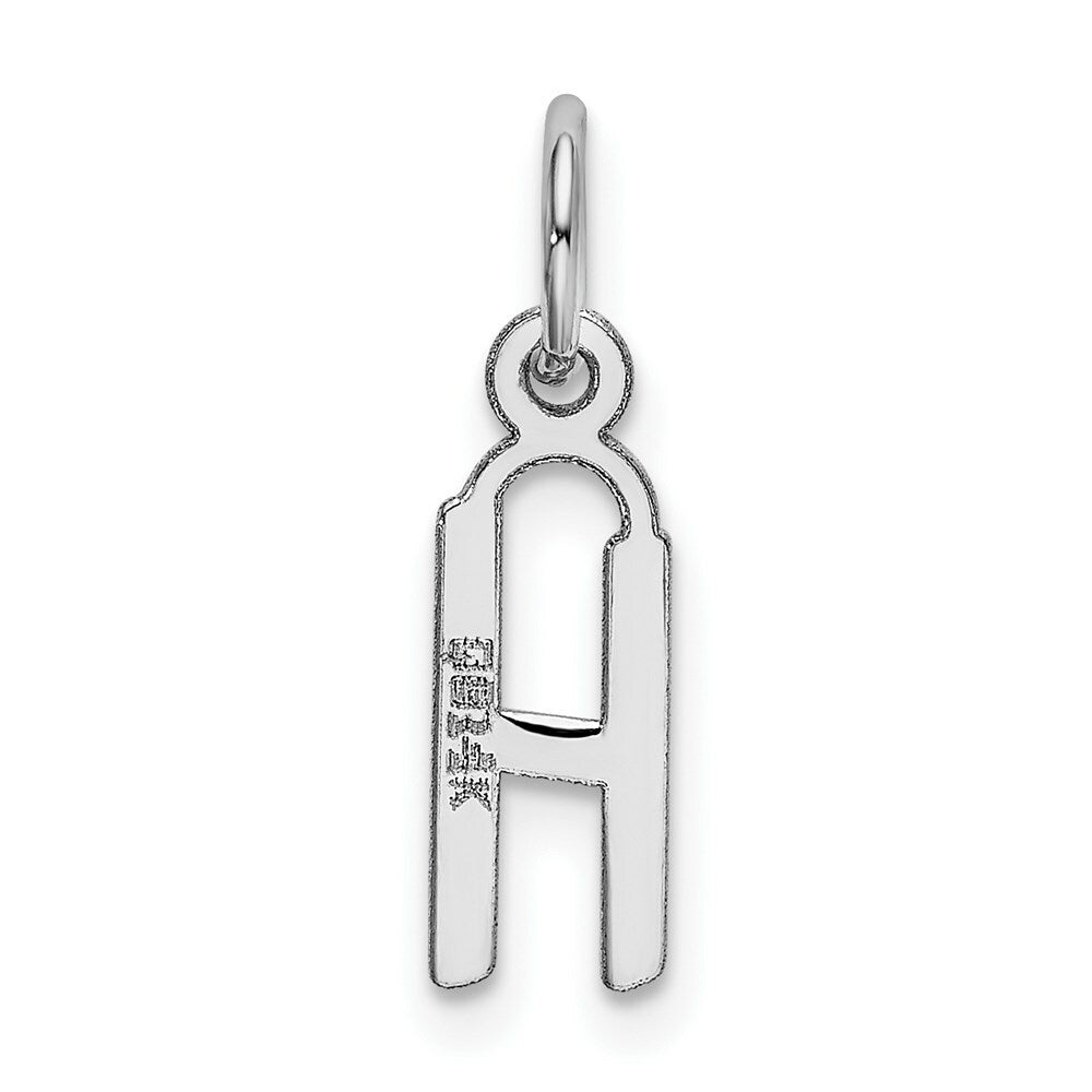 14K White Gold Small Slanted Block Initial Letter H Charm Pendant