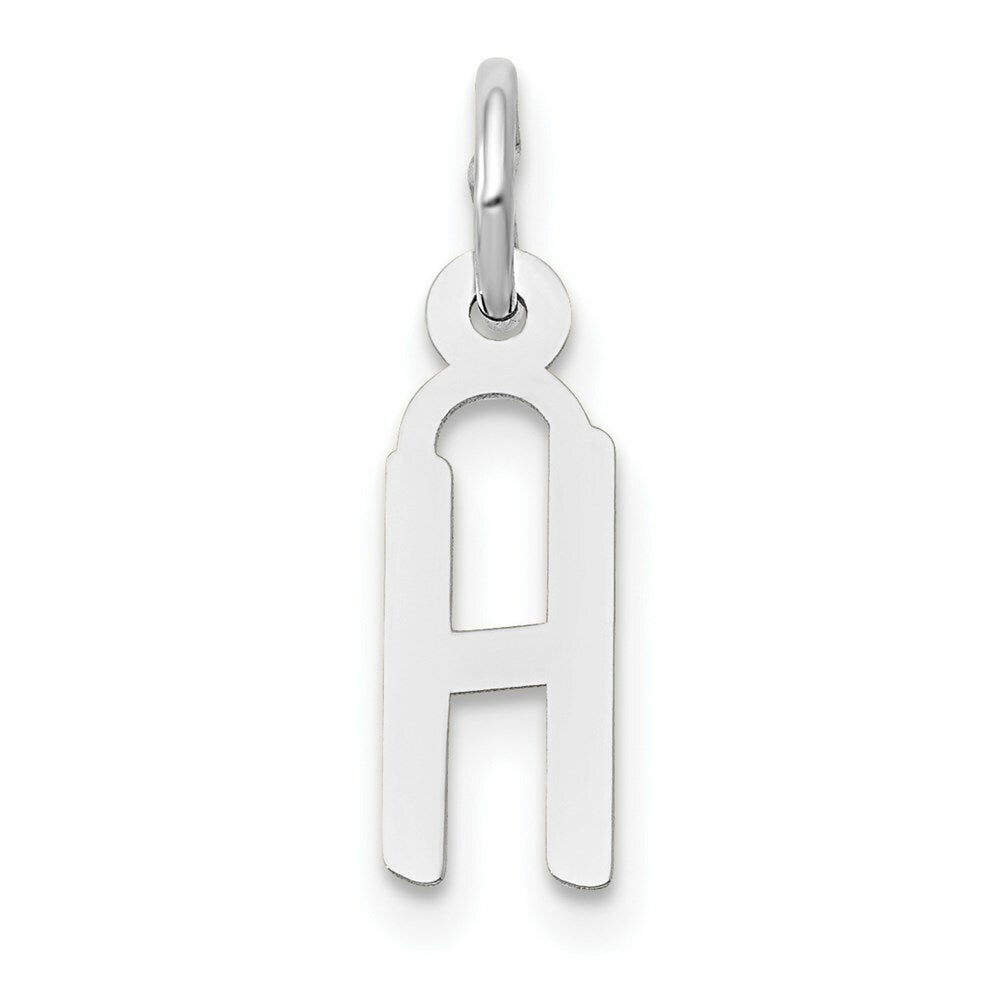 14K White Gold Small Slanted Block Initial Letter H Charm Pendant