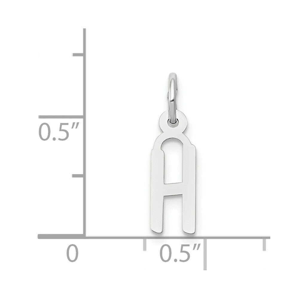 14K White Gold Small Slanted Block Initial Letter H Charm Pendant