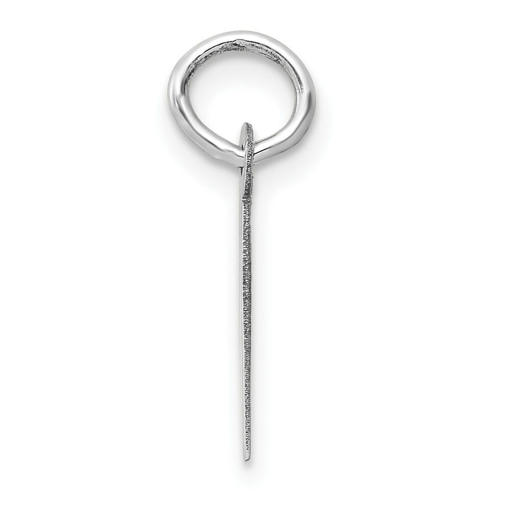 14K White Gold Small Slanted Block Initial Letter I Charm Pendant