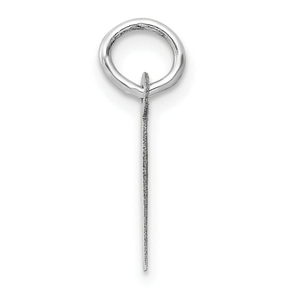 14K White Gold Small Slanted Block Initial Letter I Charm Pendant