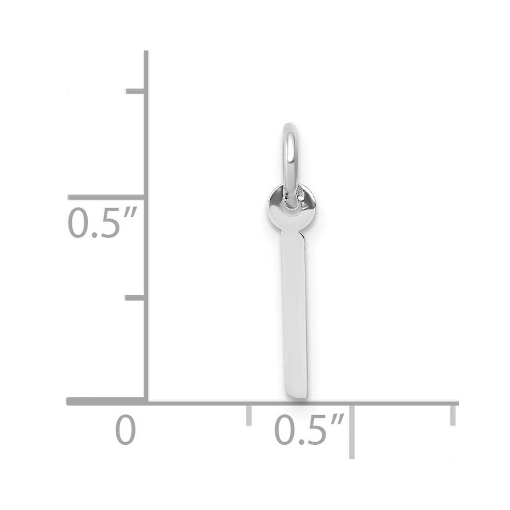 14K White Gold Small Slanted Block Initial Letter I Charm Pendant