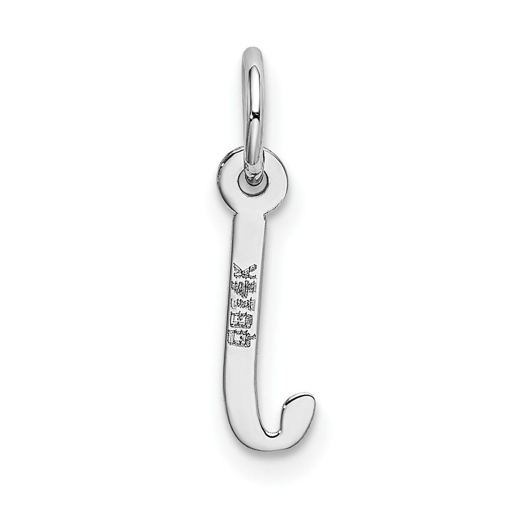 14K White Gold Small Slanted Block Initial Letter J Charm Pendant