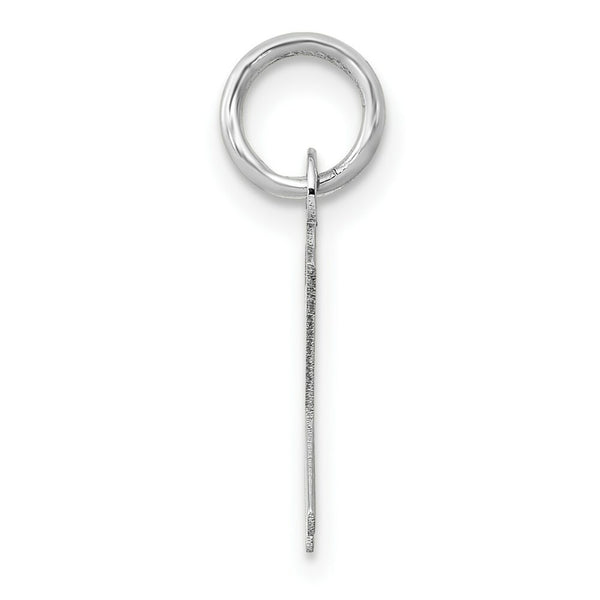 14K White Gold Small Slanted Block Initial Letter K Charm Pendant