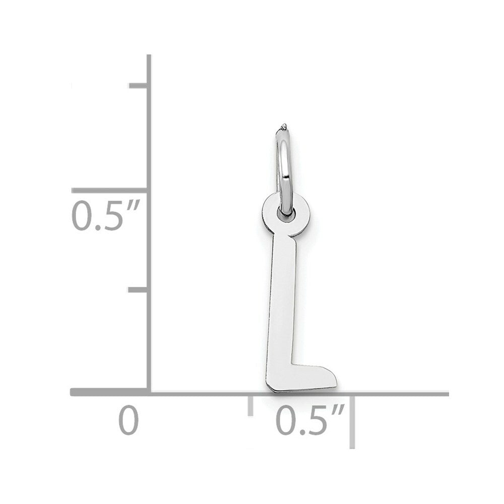 14K White Gold Small Slanted Block Initial Letter L Charm Pendant