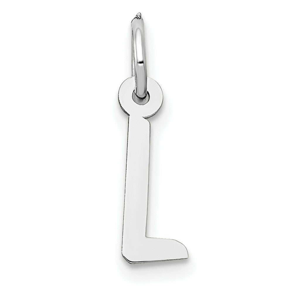 14K White Gold Small Slanted Block Initial Letter L Charm Pendant
