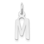 Load image into Gallery viewer, 14K White Gold Small Slanted Block Initial Letter M Charm Pendant
