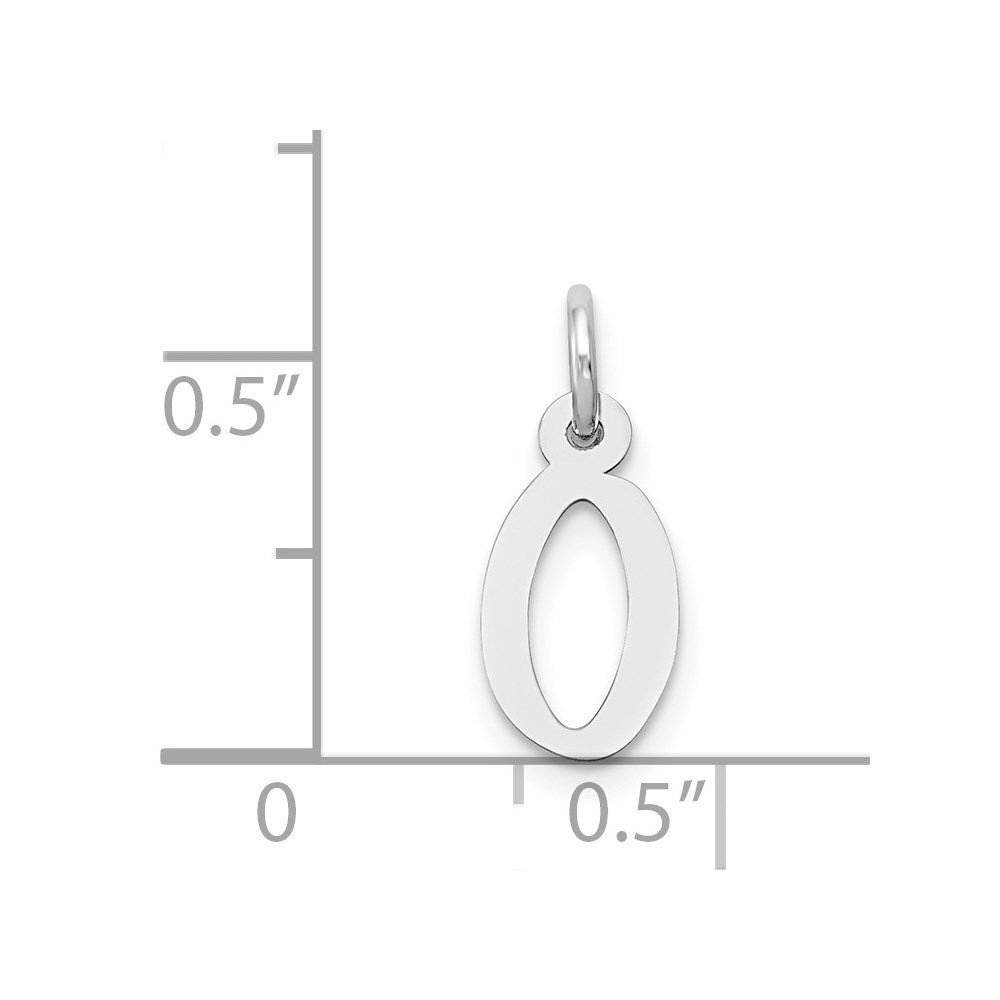 14K White Gold Small Slanted Block Initial Letter O Charm Pendant