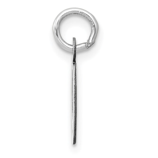 14K White Gold Small Slanted Block Initial Letter O Charm Pendant