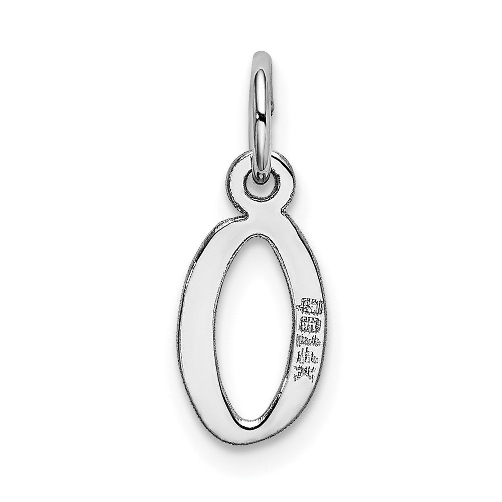 14K White Gold Small Slanted Block Initial Letter O Charm Pendant