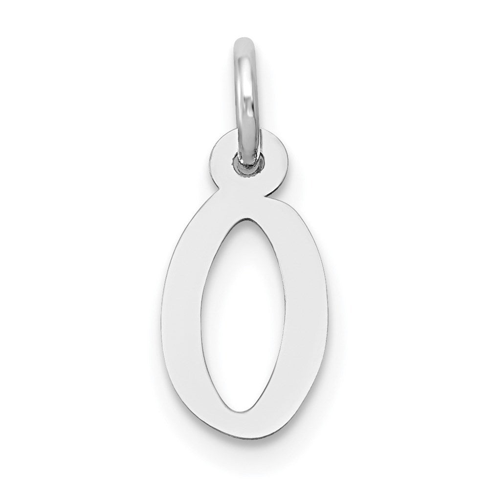 14K White Gold Small Slanted Block Initial Letter O Charm Pendant