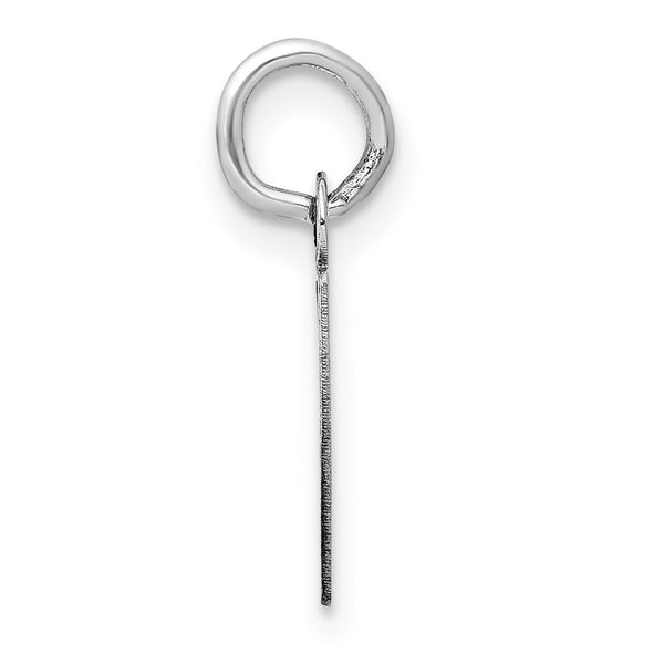 14K White Gold Small Slanted Block Initial Letter P Charm Pendant